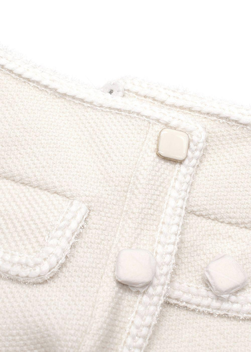 Self Portrait White Boucle Tweed Mini Skirt