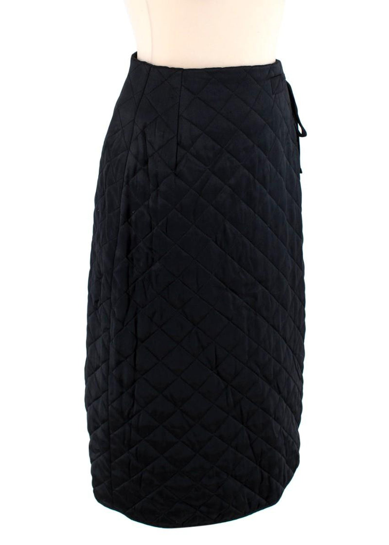 Celine Black Quilted Satin Pencil Skirt