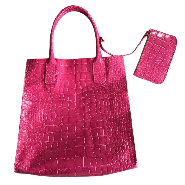 NEW Pink Aila Croc Embossed Bag