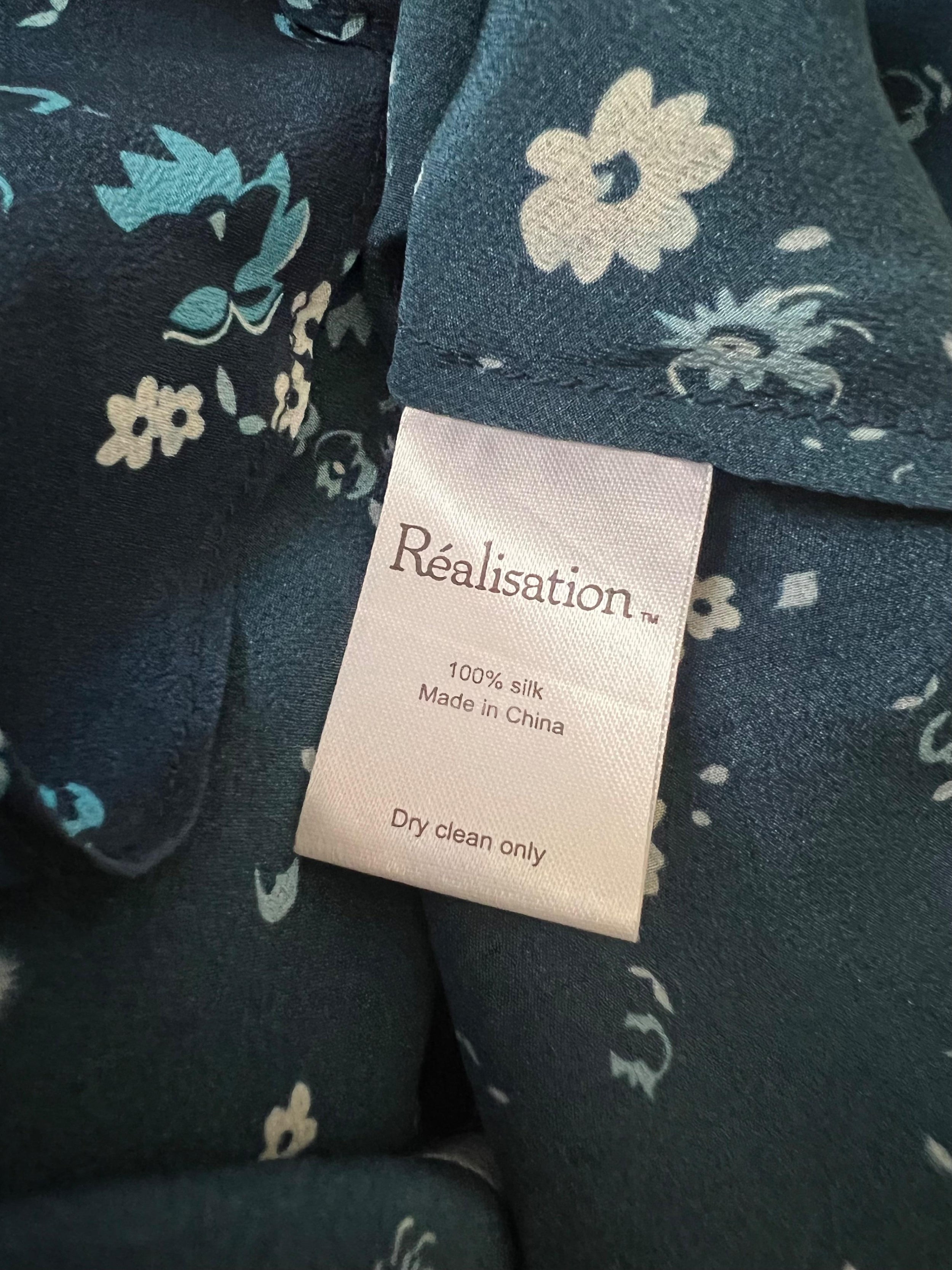 Blue ditzy floral silk Amelia dress