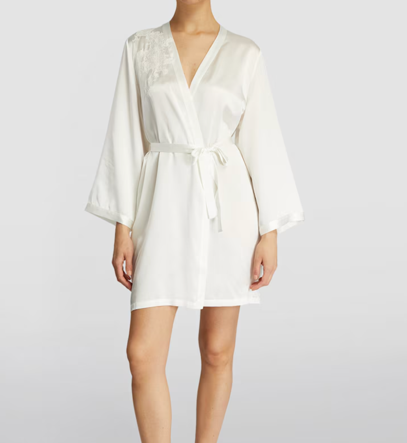 Marjolaine Silk Lace-Trim Robe