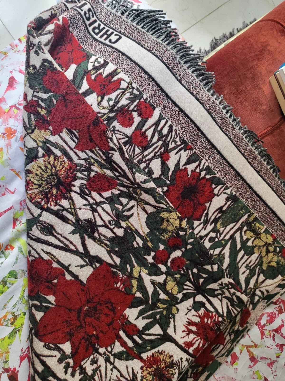 Dior Virgin Wool Tapestry Floral Throw
