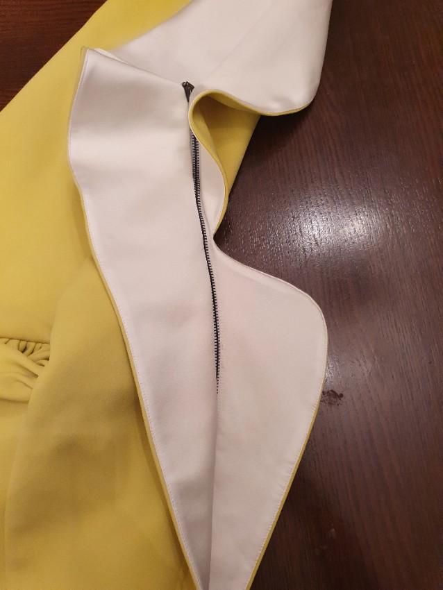 Maticevski Yellow Ruffled One Shoulder Mini Dress