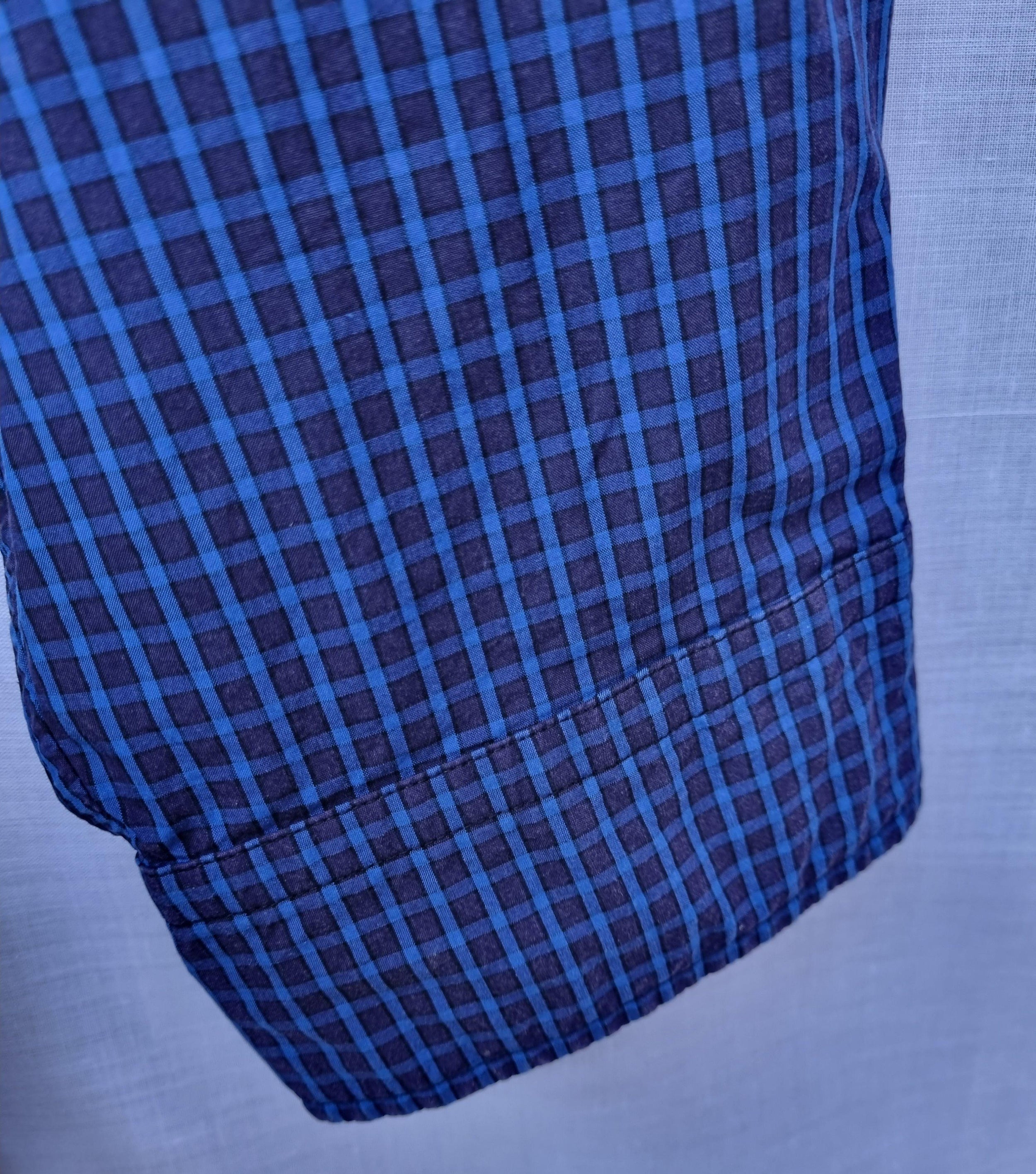 Blue windowpane check cotton oversize shirt