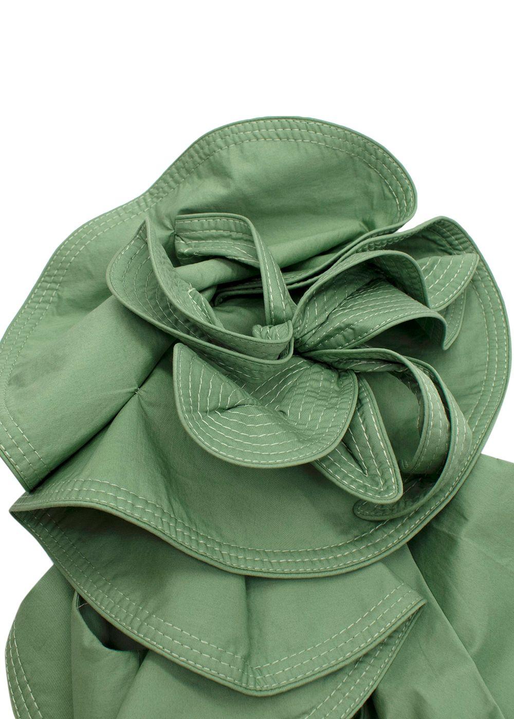 Persian Opulence Green Cotton Ruffled Dress