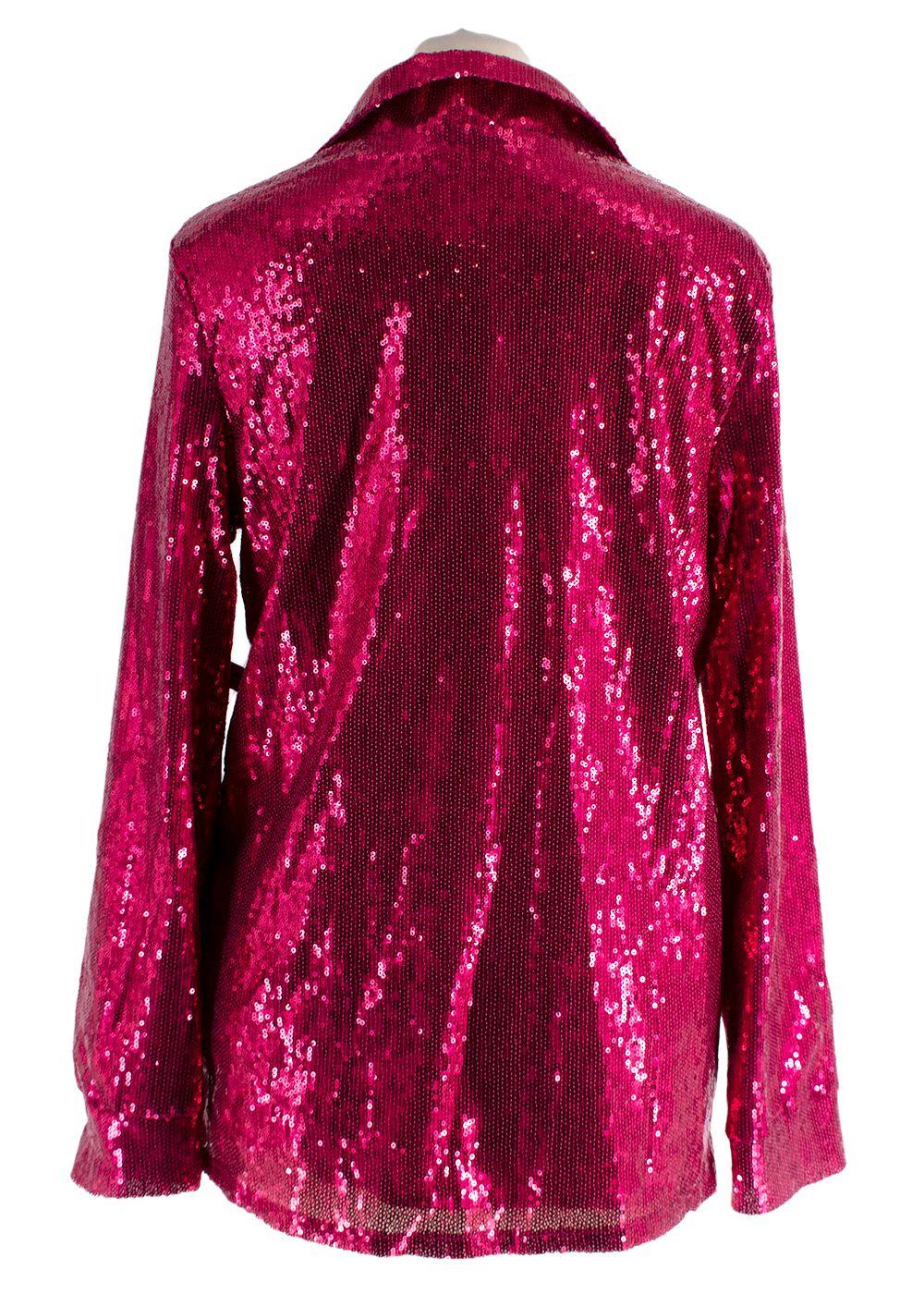 Nadine Merabi Hot Pink Sequin Shirt and Trouser Set