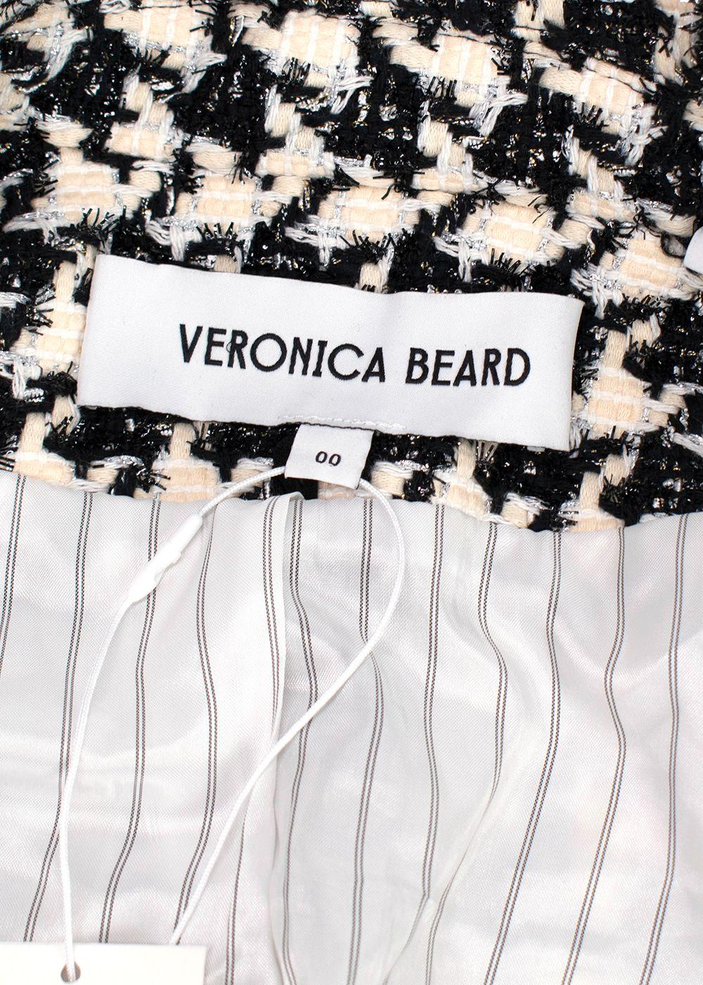 Veronica Beard Black and Ivory Houndstooth Tweed Blazer