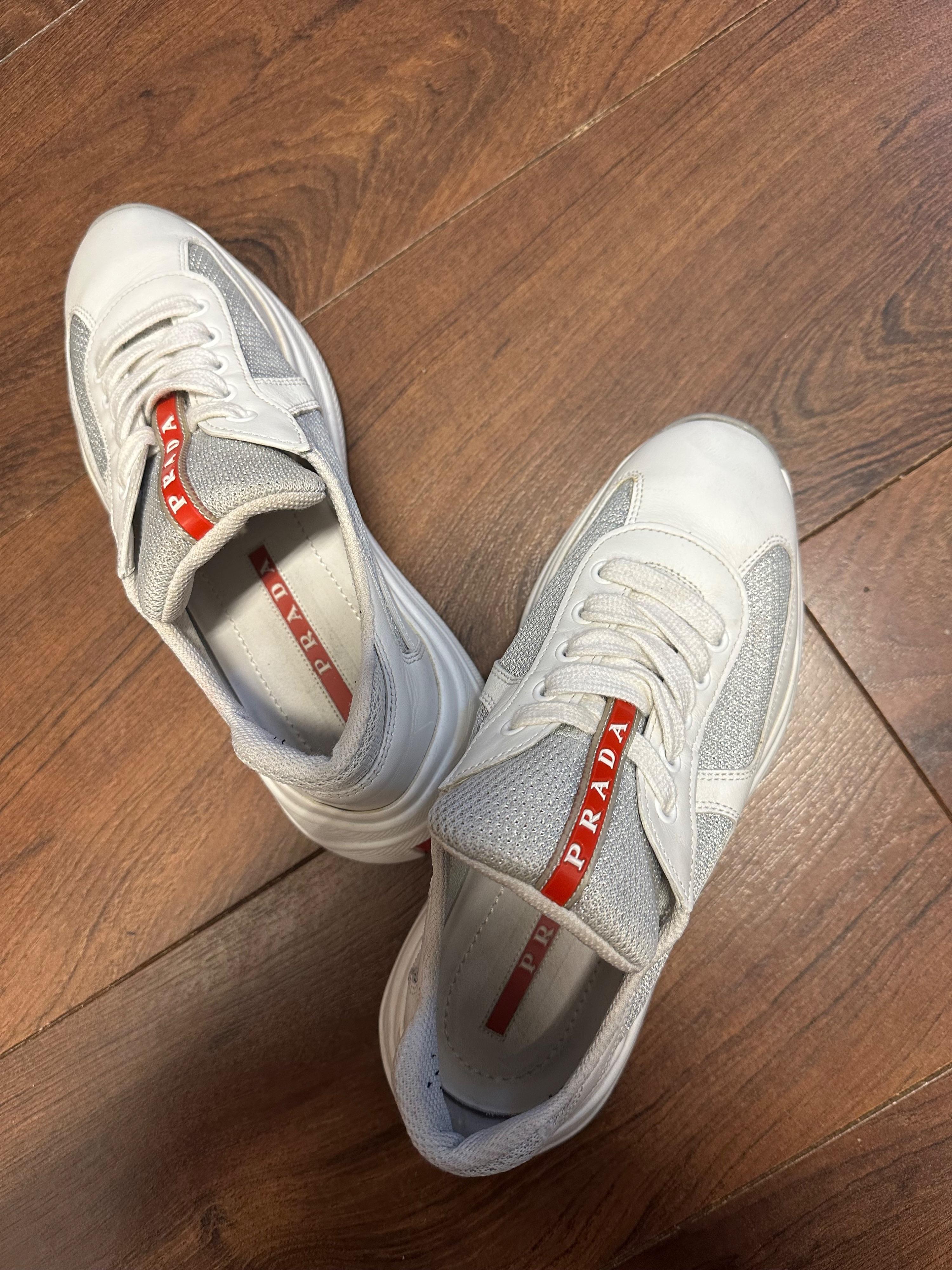 Prada White Americas Cup Soft Trainers