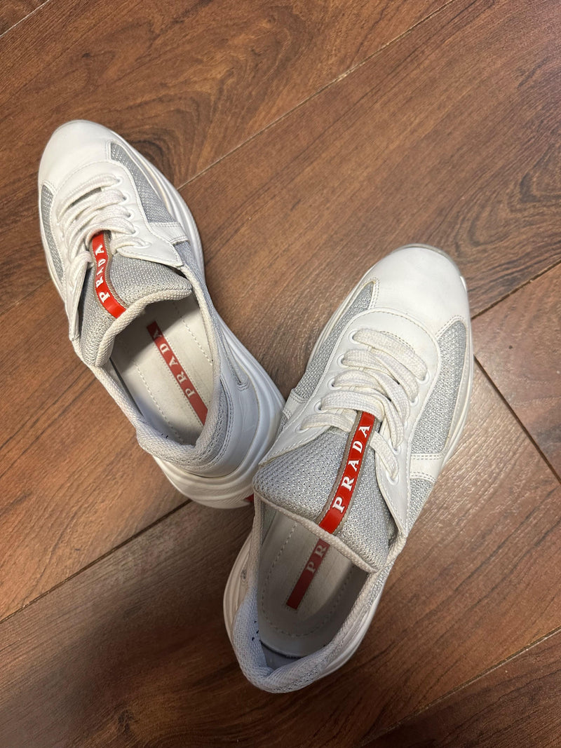 Prada White Americas Cup Soft Trainers