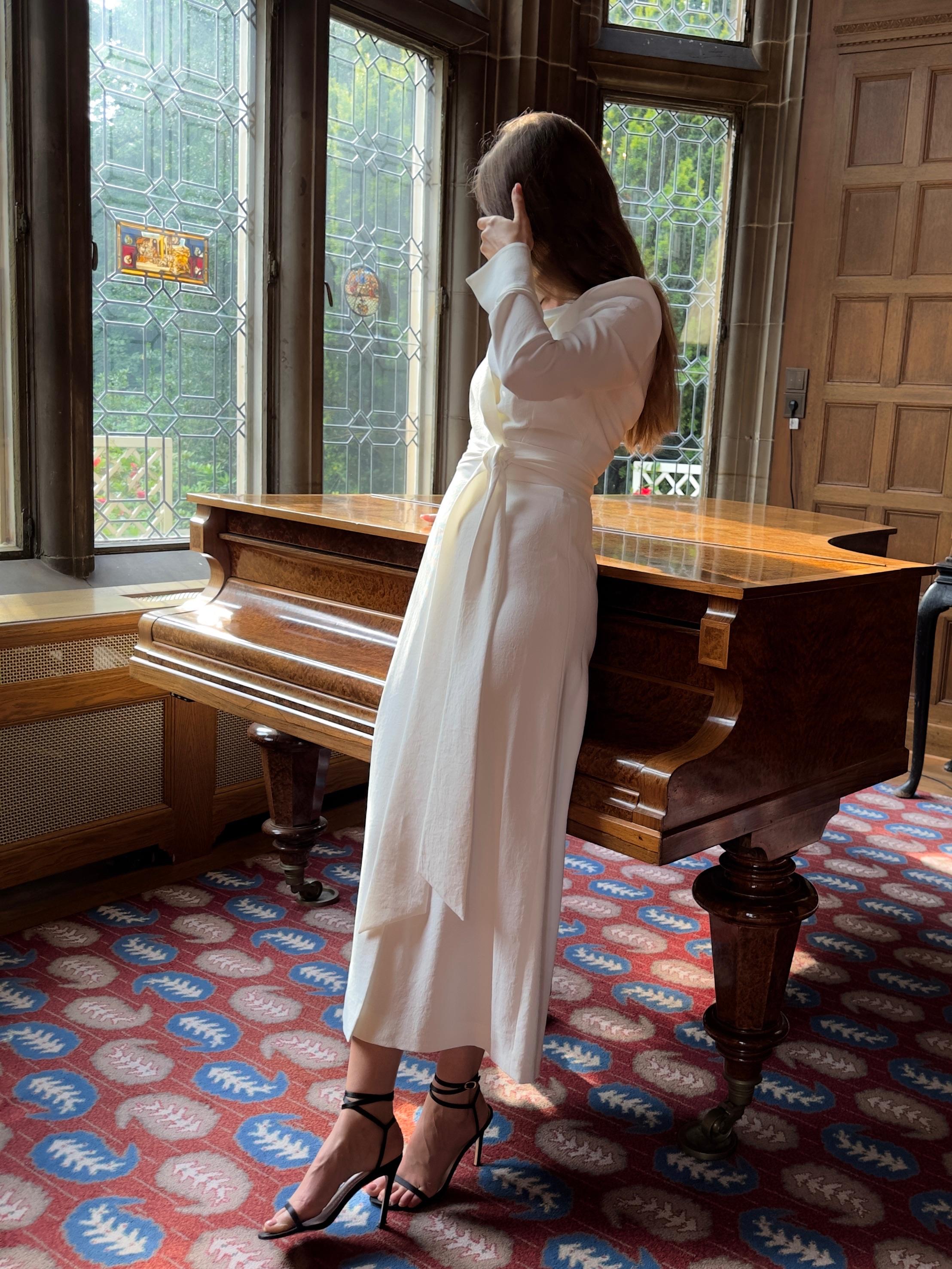 Galvan White Crepe Marina Dress