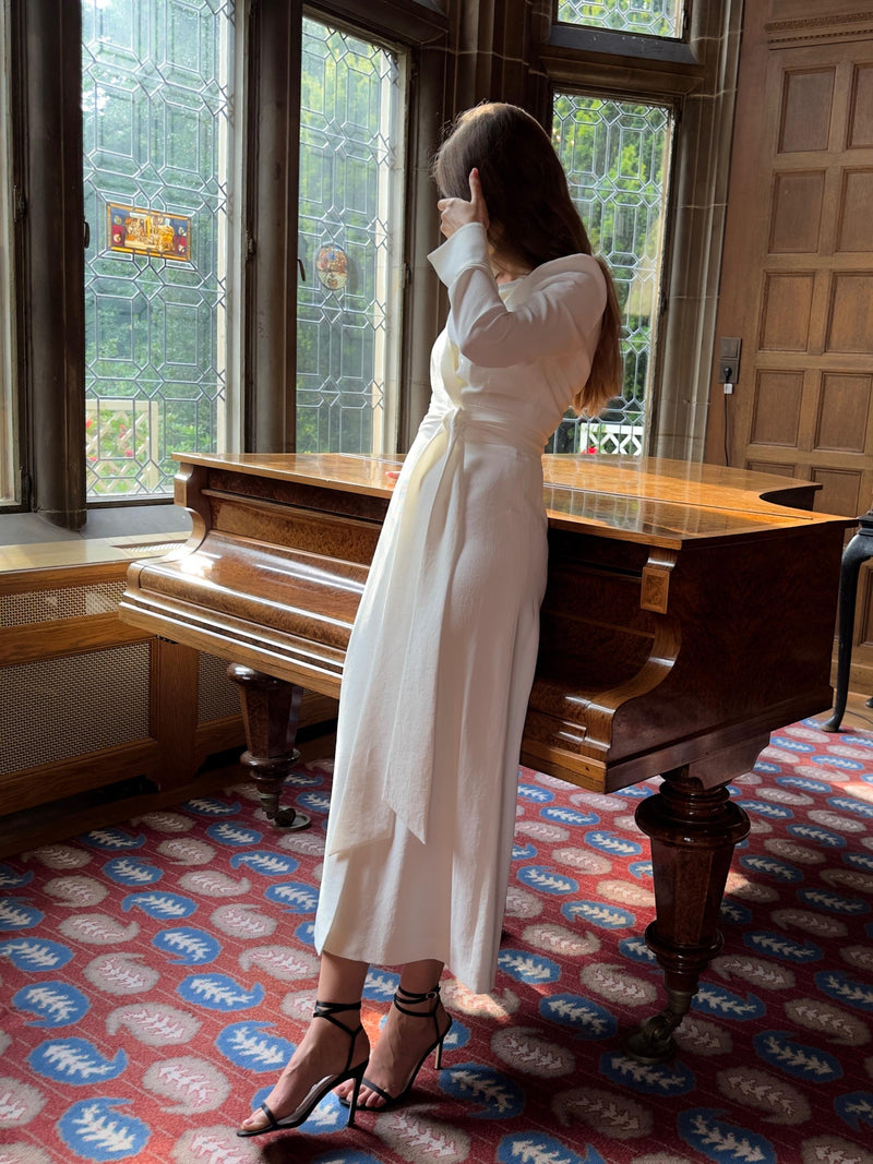 Galvan White Crepe Marina Dress