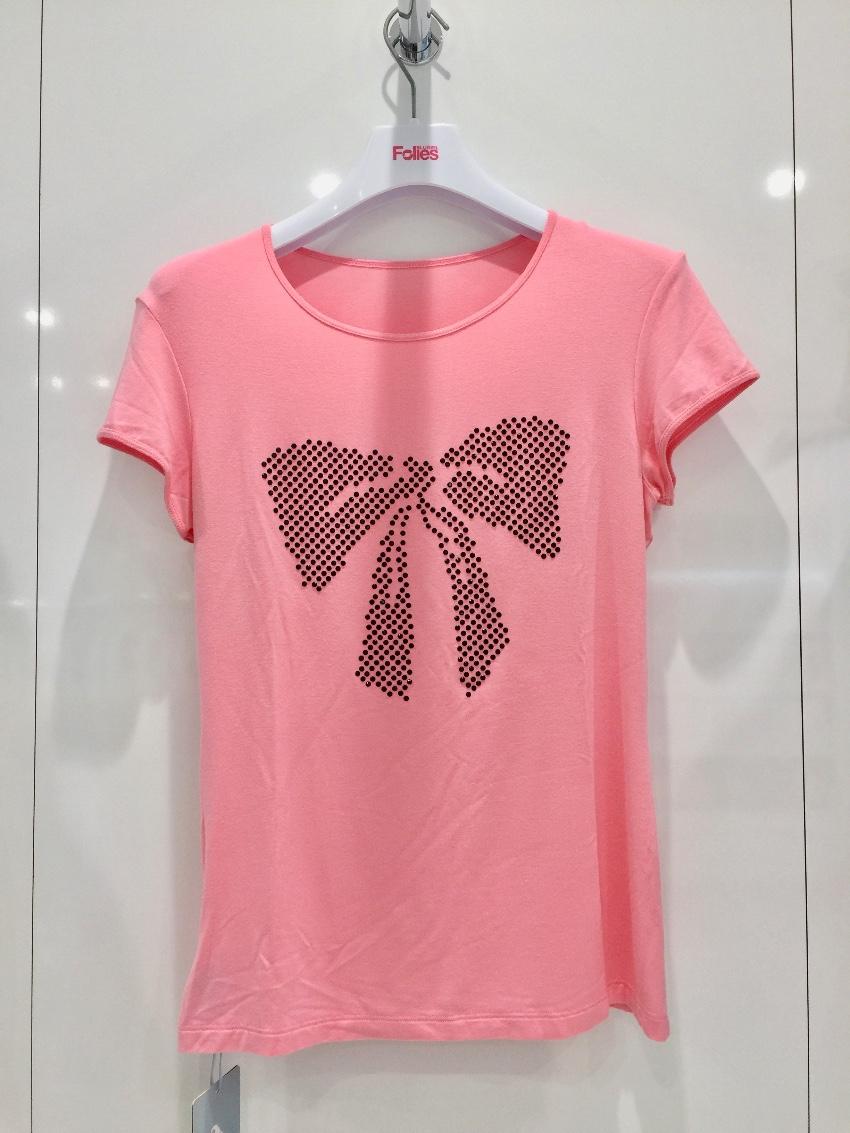 Free Voogue Italy Rose Pink Bow T Shirt