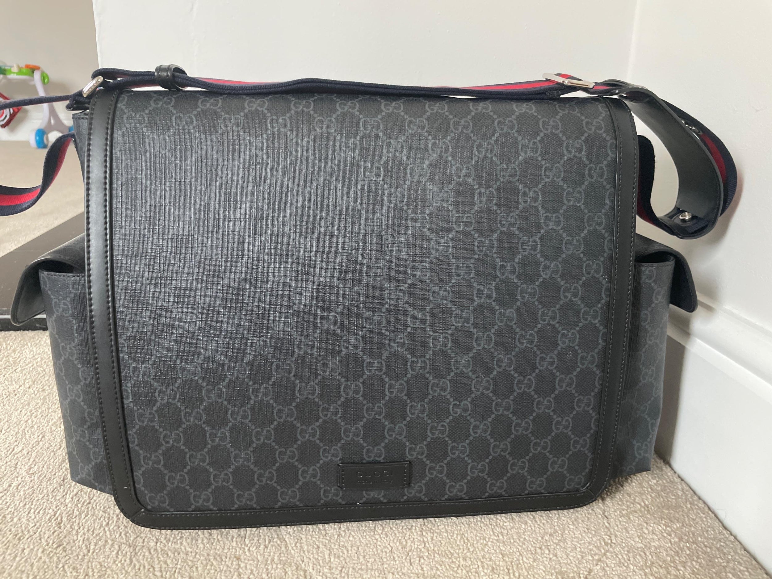 Black GG Monogram Canvas Changing Bag