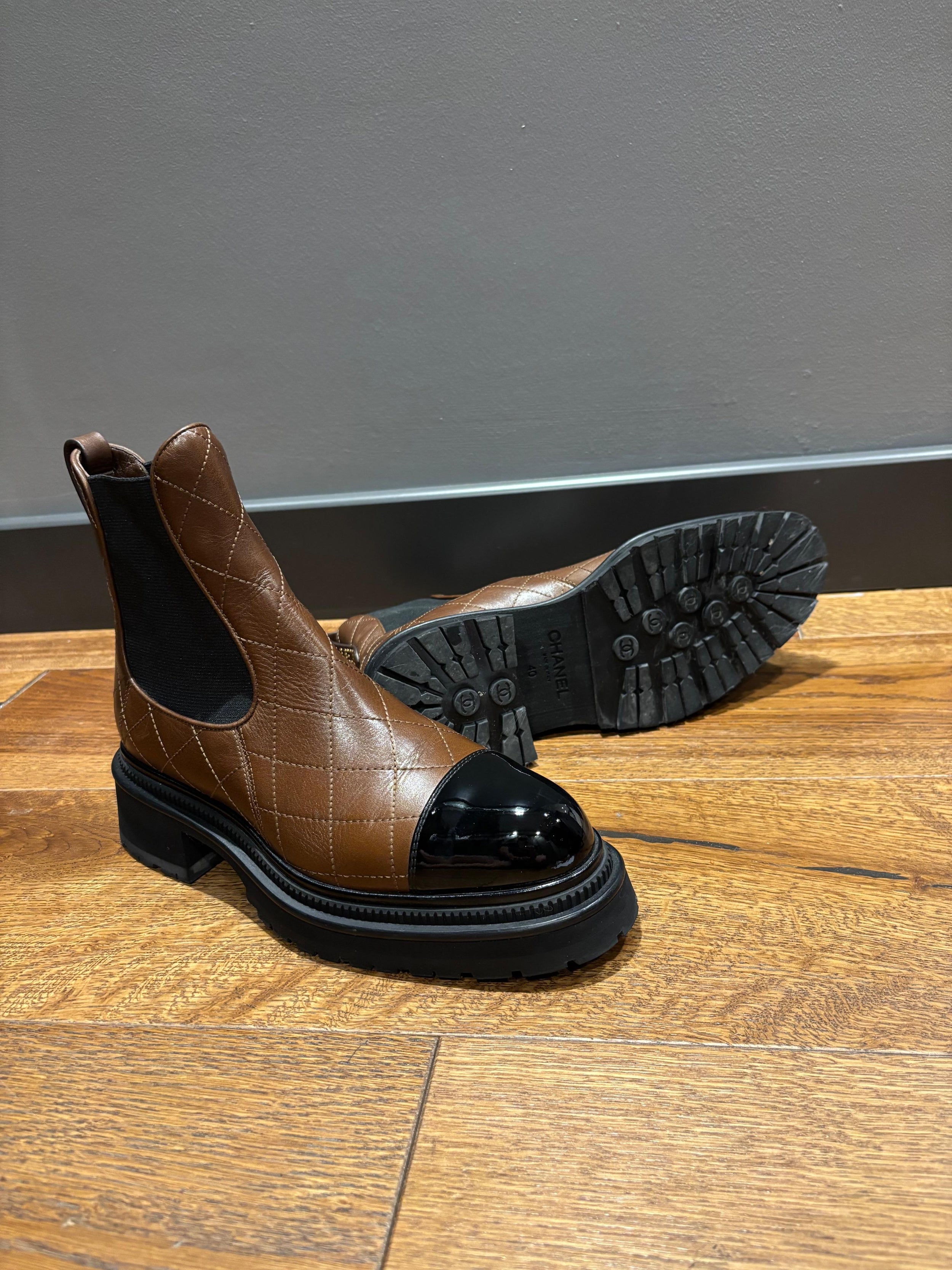 Chanel Tan Quilted Ankle Boots