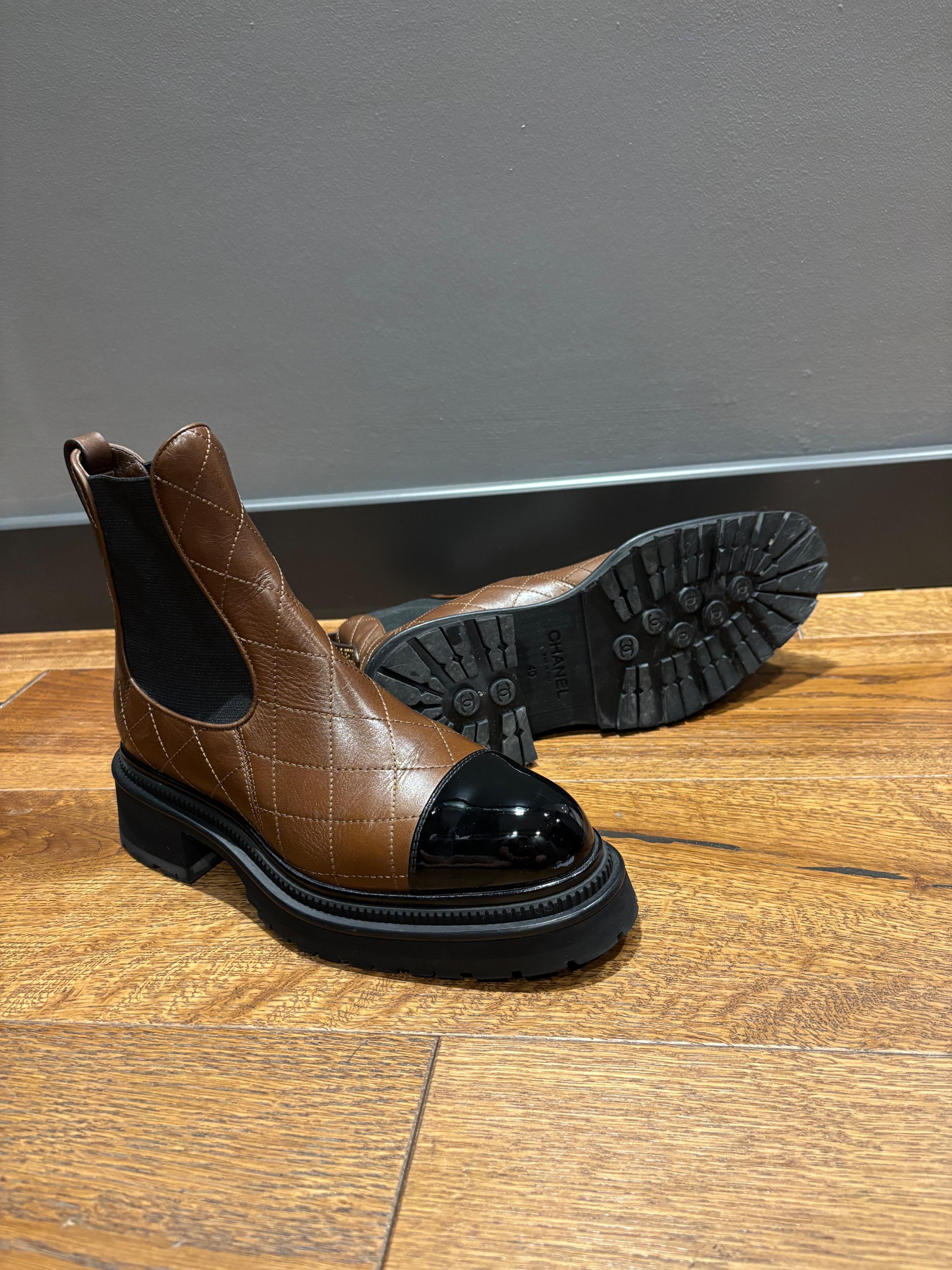 Chanel Tan Quilted Ankle Boots