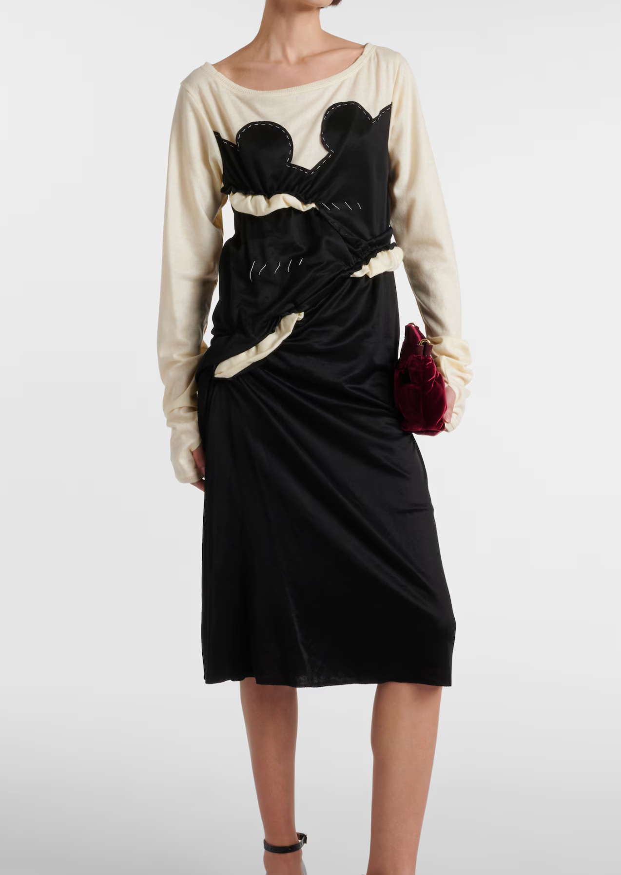 Maison Margiela Spliced Gathered Jersey Midi Dress