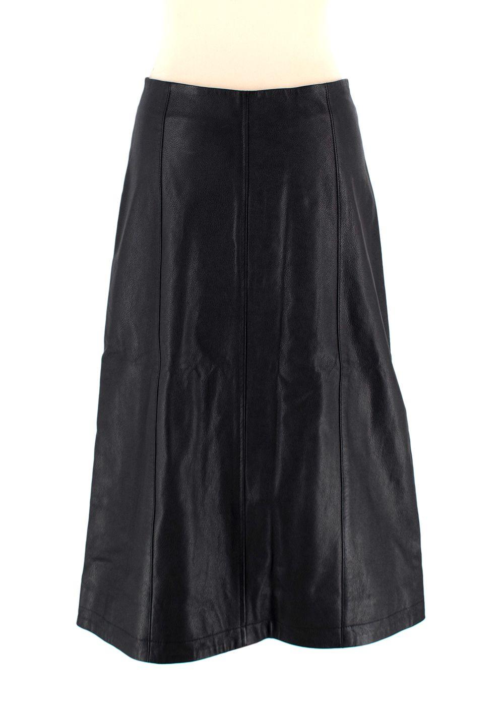 DL 1916 Black Leather Obsidian Alma Midi Skirt