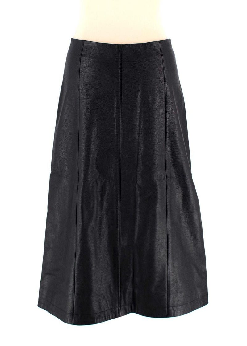 DL 1916 Black Leather Obsidian Alma Midi Skirt