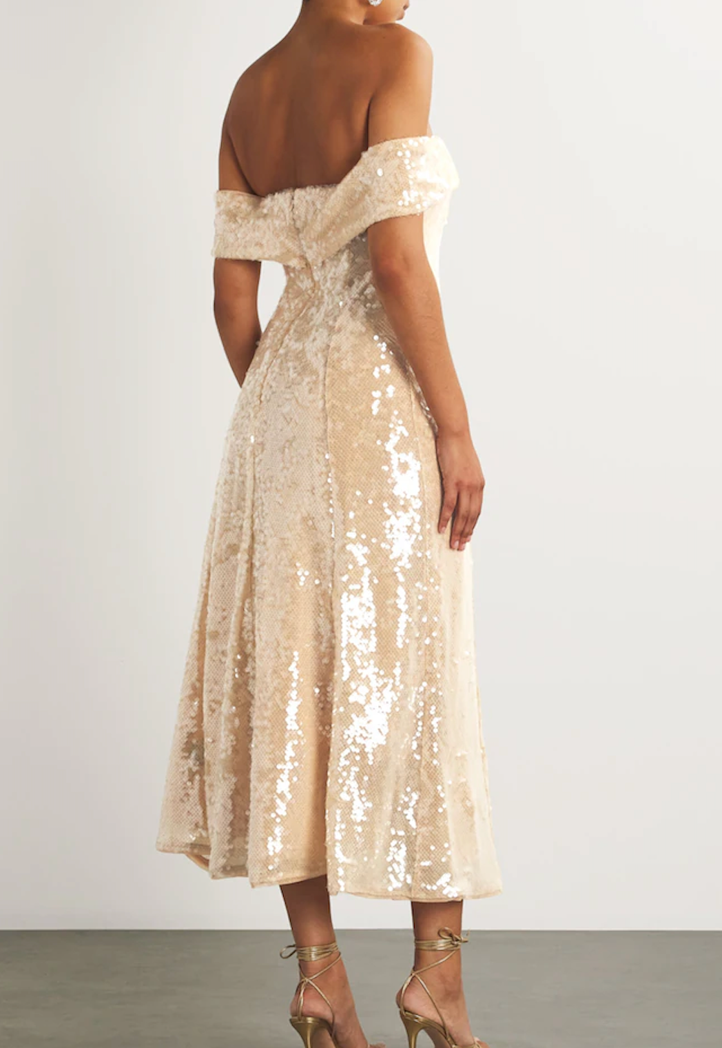 Self-Portrait Embellished Off-The-Shoulder Midi Dress