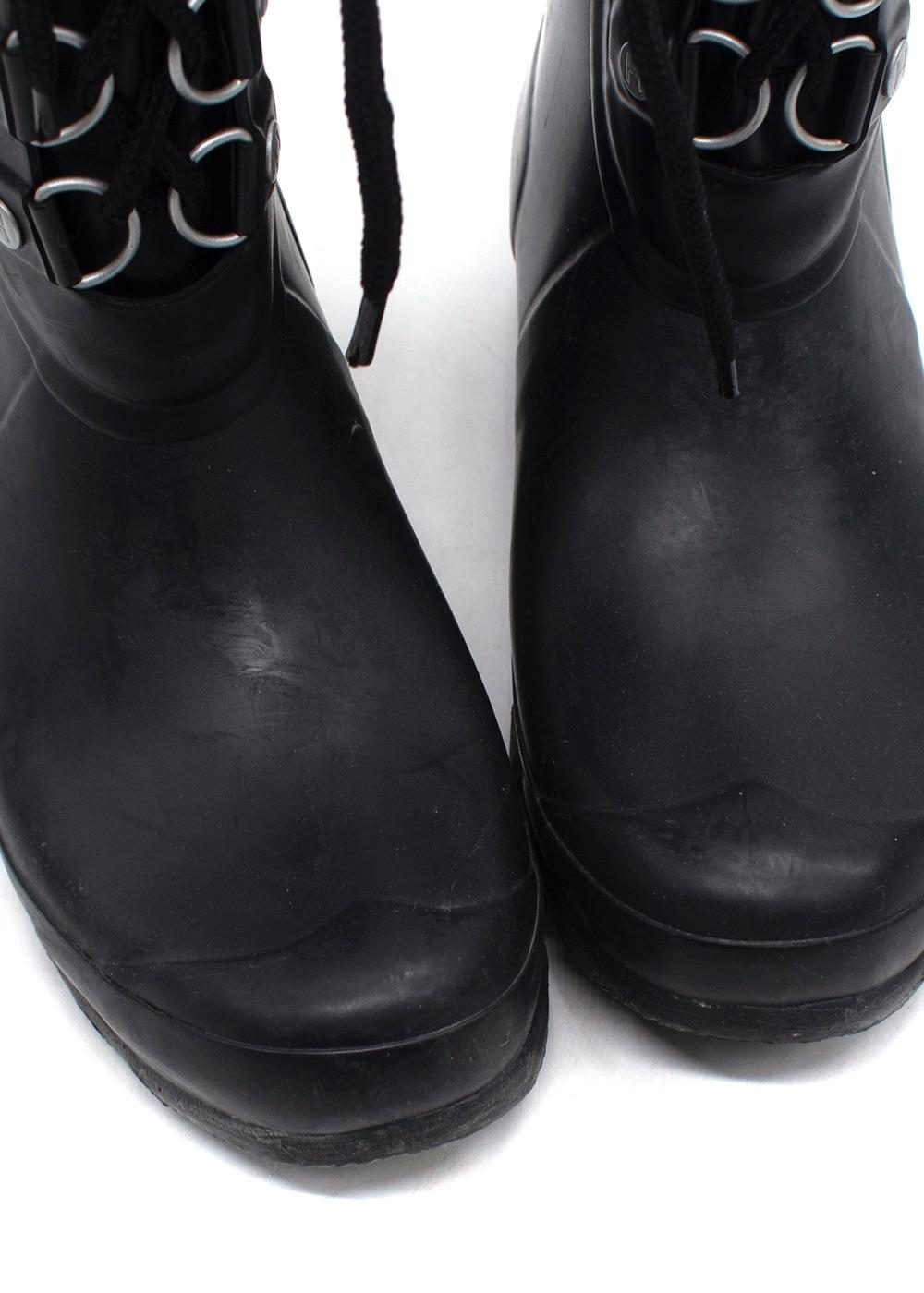Hunter Black Lace Up Embellished Festival Wellington Boots