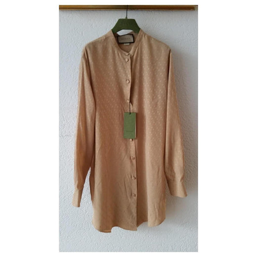 Gucci Beige Horsebit Embroidered Silk Blouse