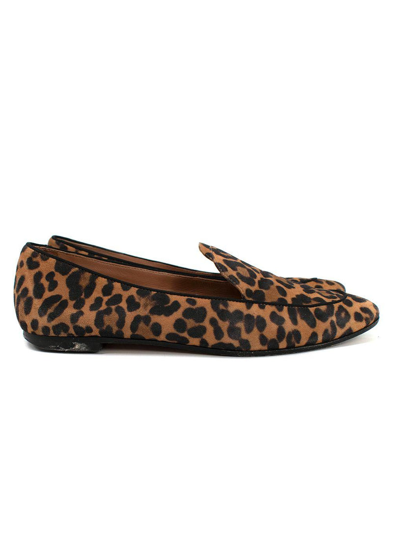 Aquazzura Leopard Print Suede Loafers