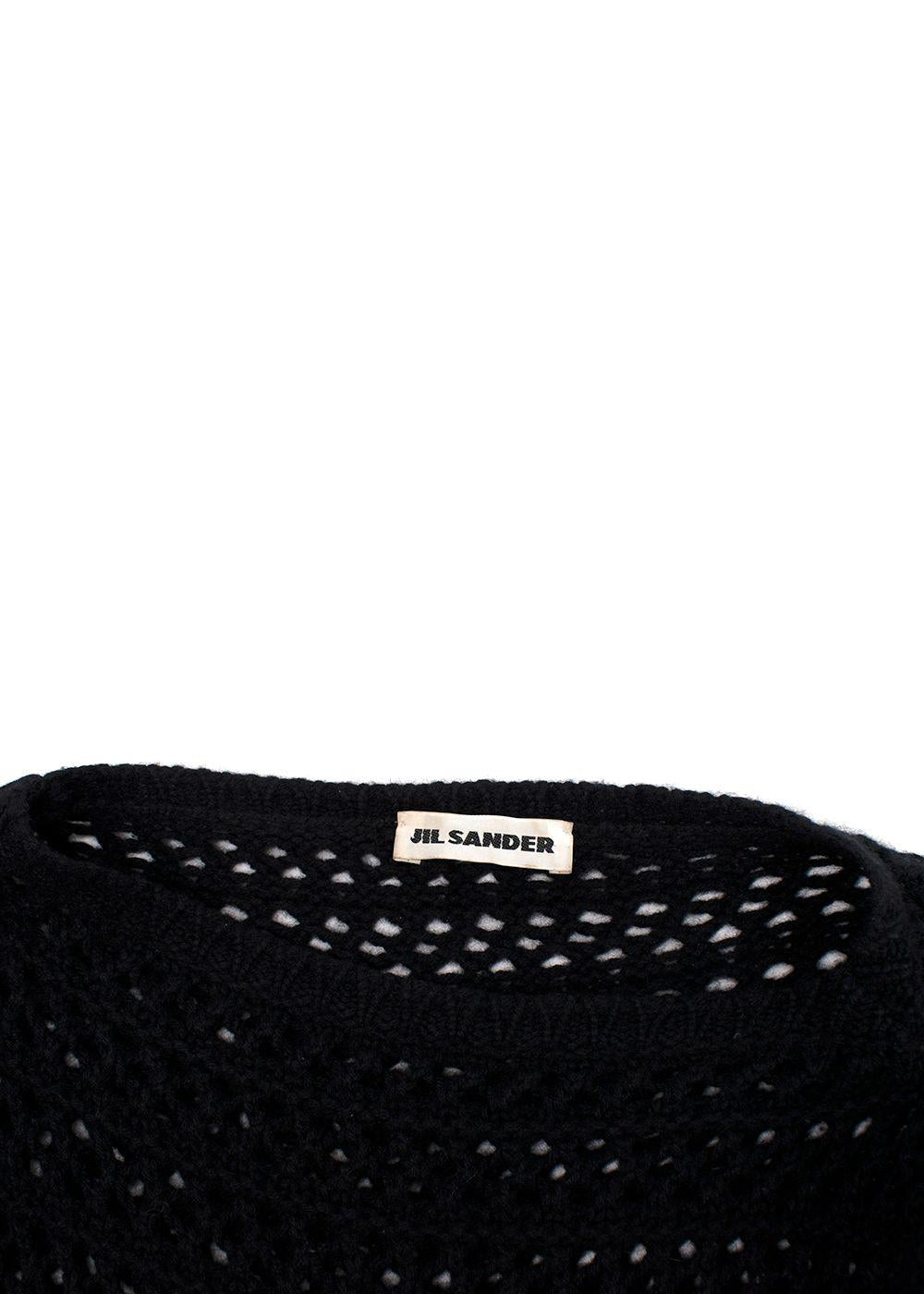 Jil Sander Black Cashmere Open Knit Longline Jumper