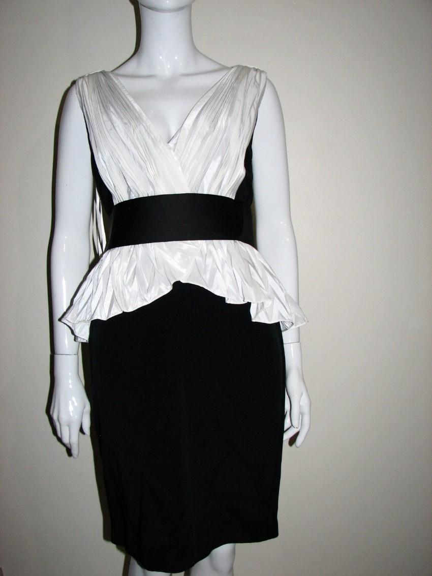 Marchesa Notte black and white peplum dress