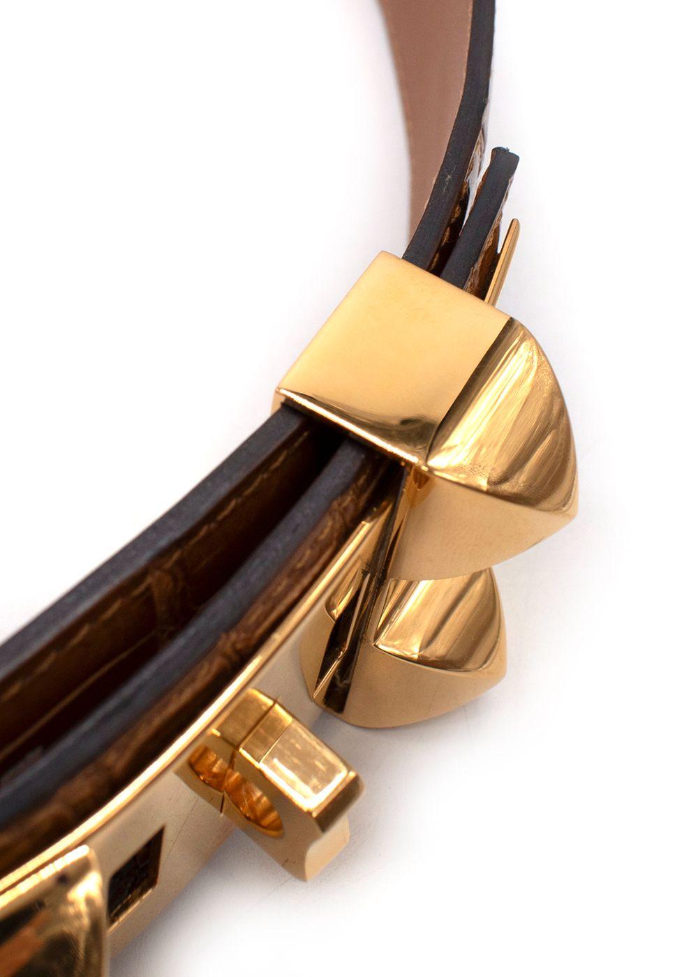 Hermès Medor “Collier de Chien” Belt in Crocodile Leather  Full length 97cms