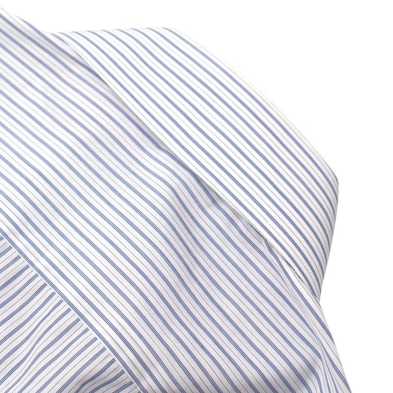 Emanuele Maffeis White & Blue Striped Cotton Tailored Shirt
