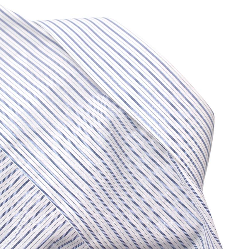 Emanuele Maffeis White & Blue Striped Cotton Tailored Shirt