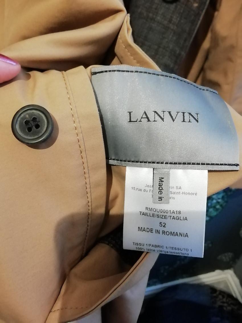 Lanvin Grey Check Tweed & Tan Reversible Mac