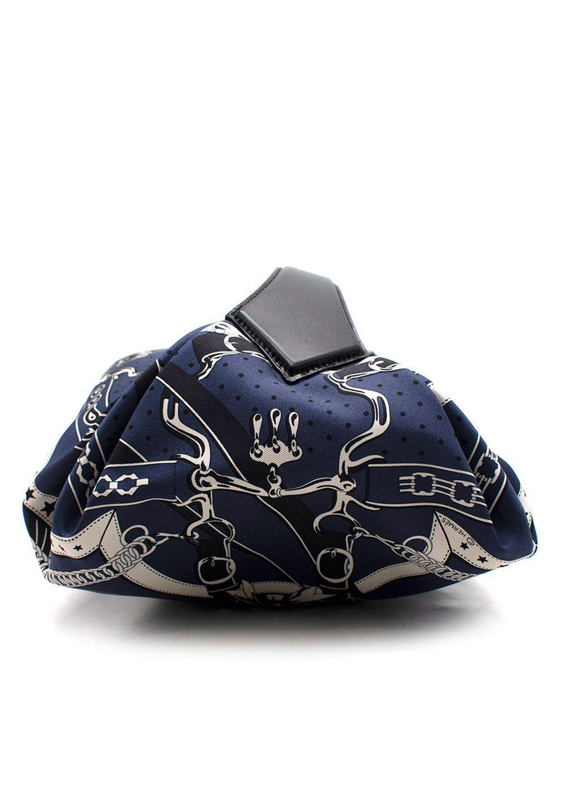 Hermes Navy Printed Silk Balusoie Bag