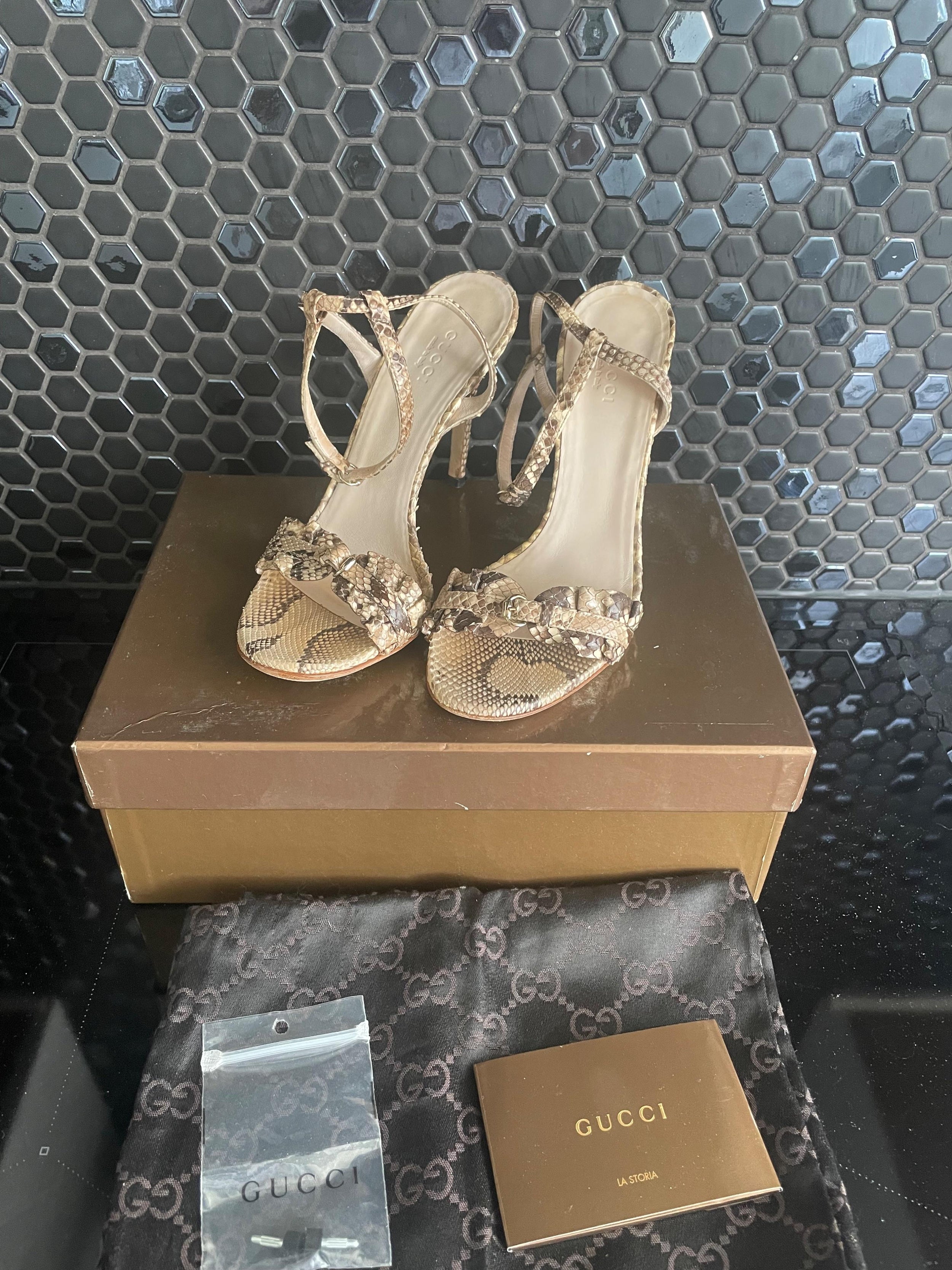 Gucci Python Heeled Sandals