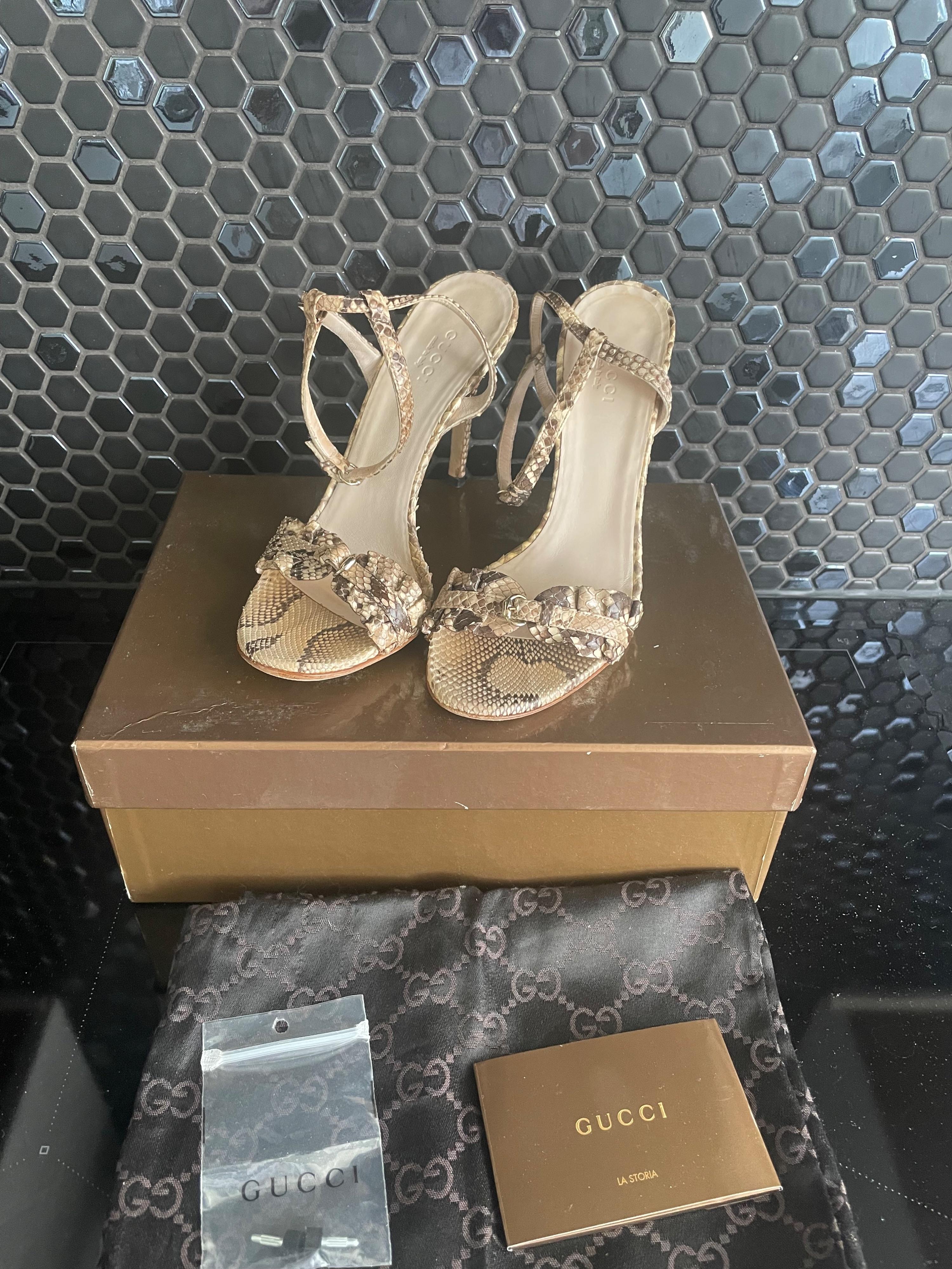 Gucci Python Heeled Sandals