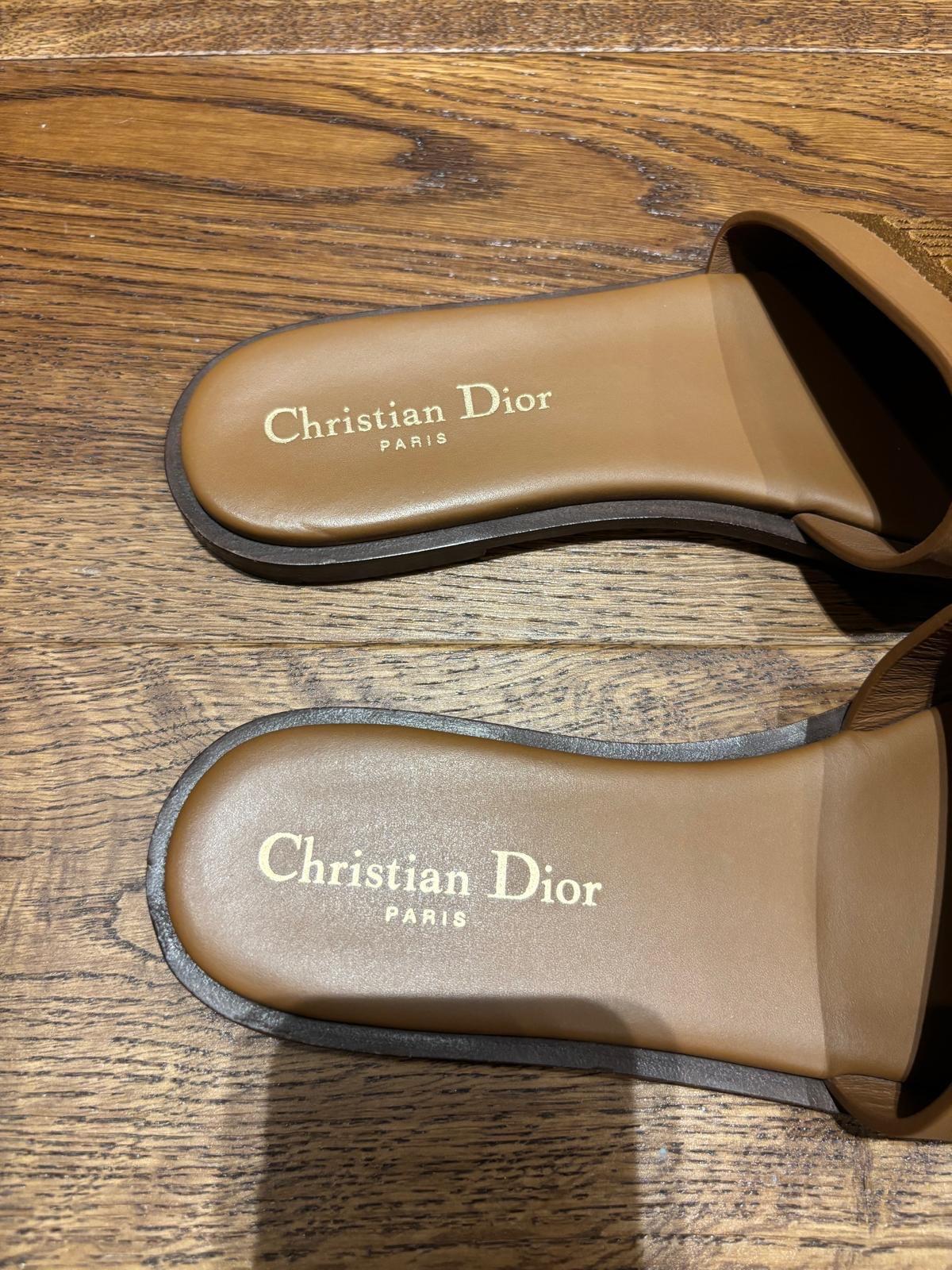Dior Tan Leather Slides
