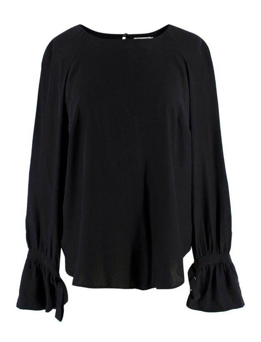 Frame Black Silk Voluminous Cuff Blouse