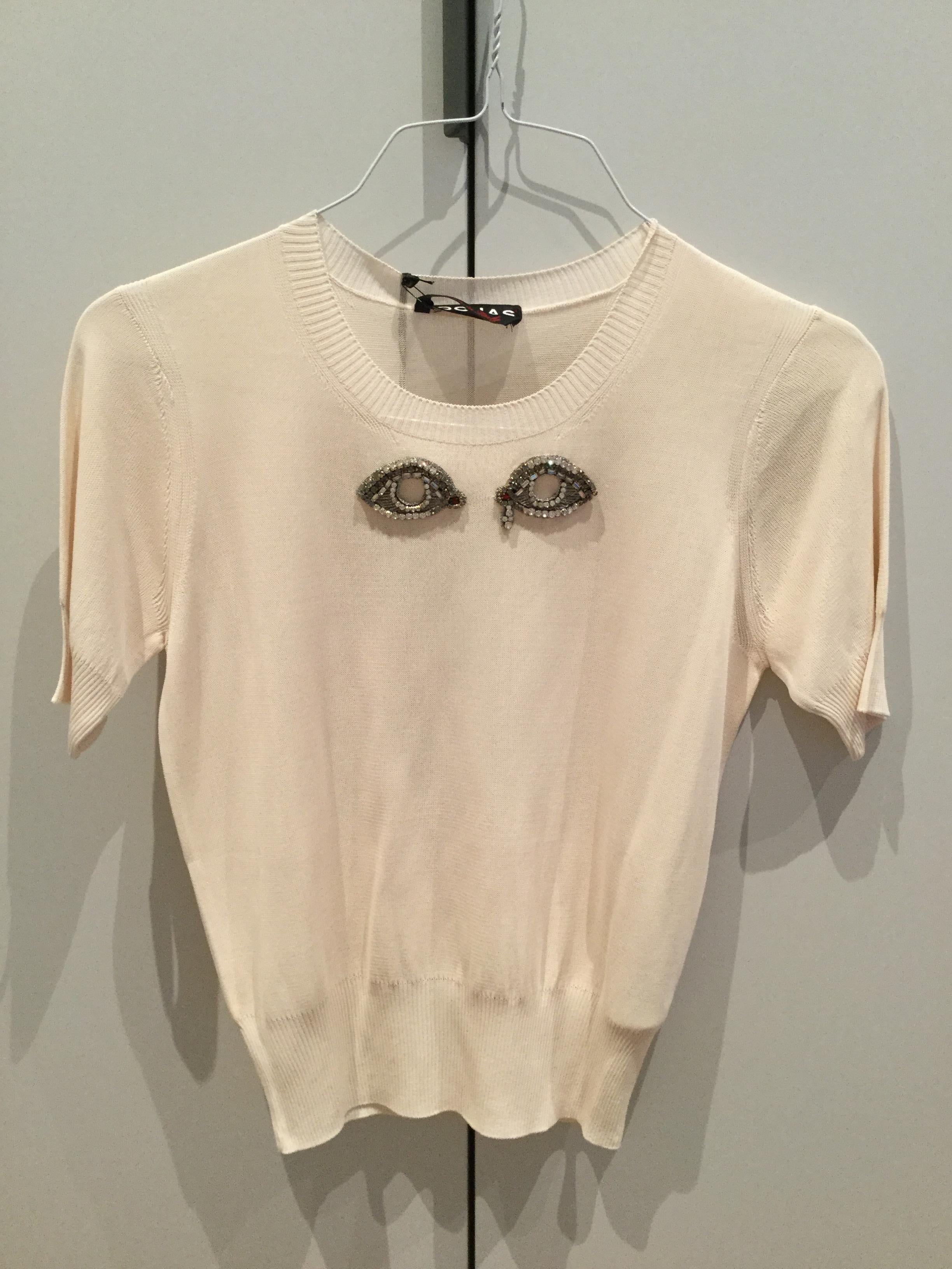 Rochas embellished-eyes short-sleeved knit top