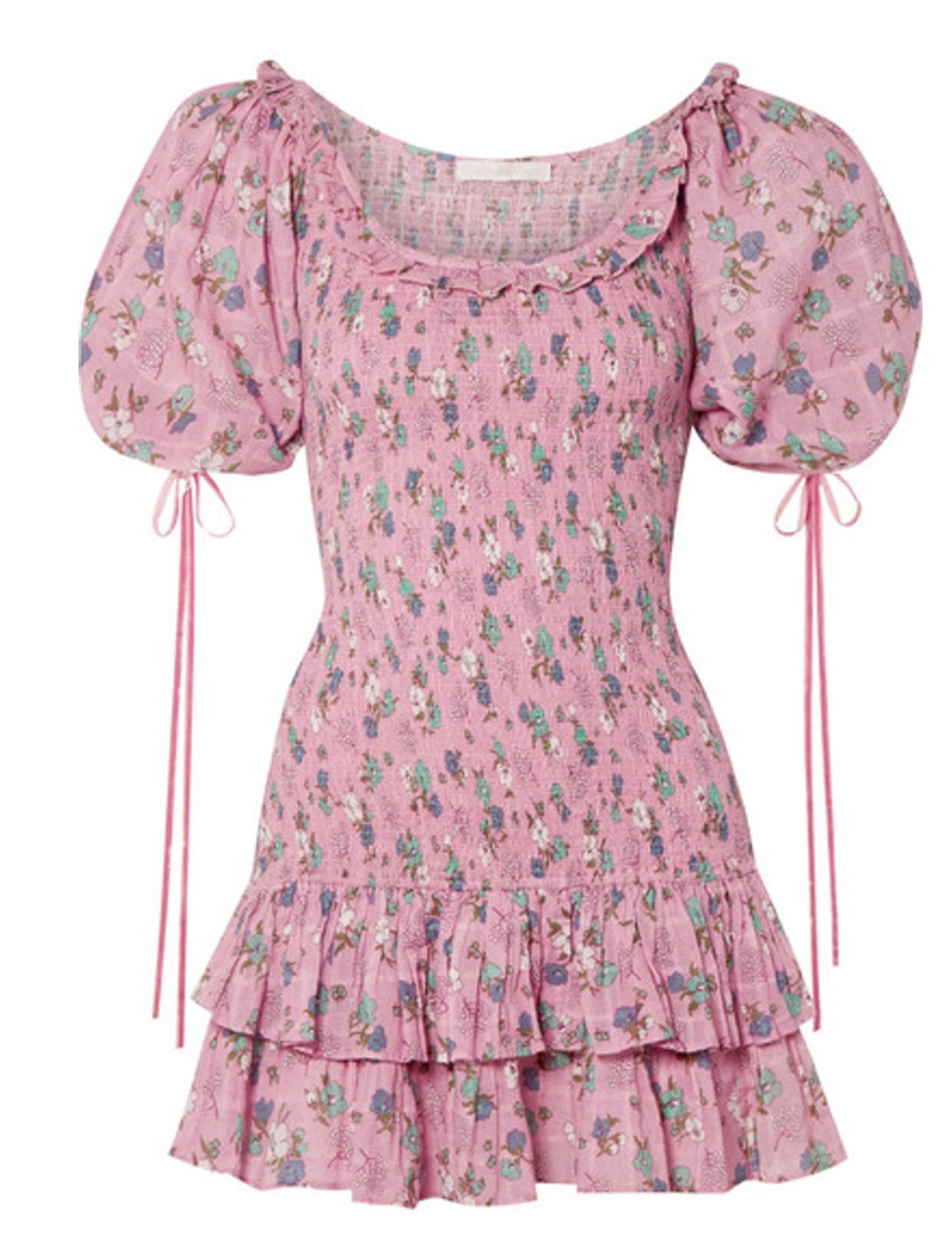 Violet Floral Printed Cotton Ruffled Mini Dress