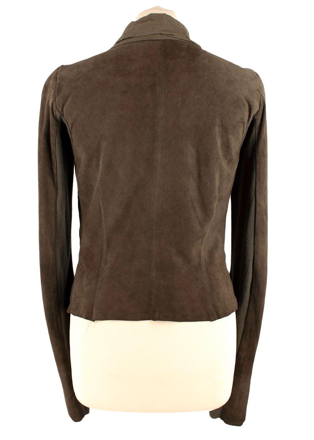 Rick Owens Khaki Suede Zip Jacket