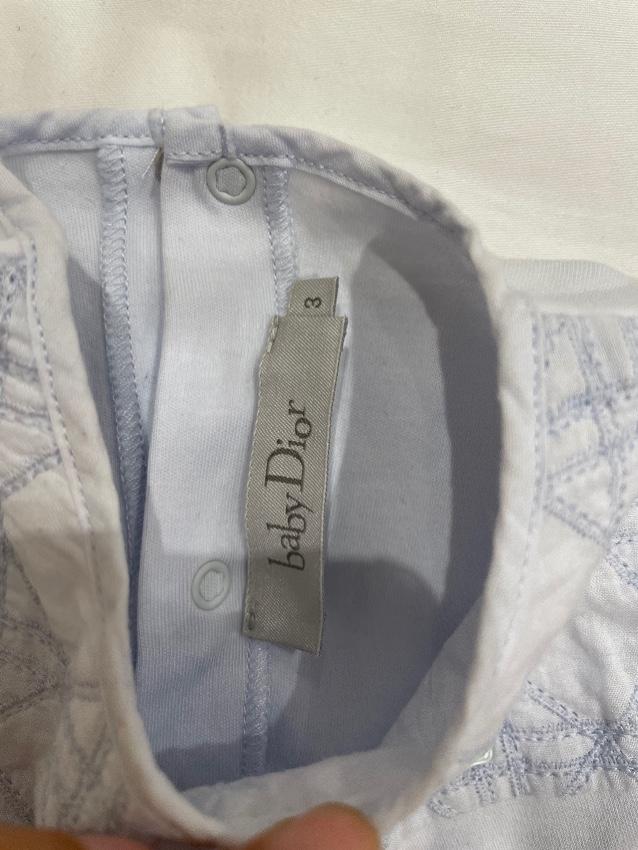 Cannage Embroidered Pale Blue Babygrow