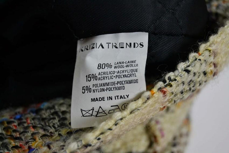 Krizia Wool Blend Fur Trim Check Jacket