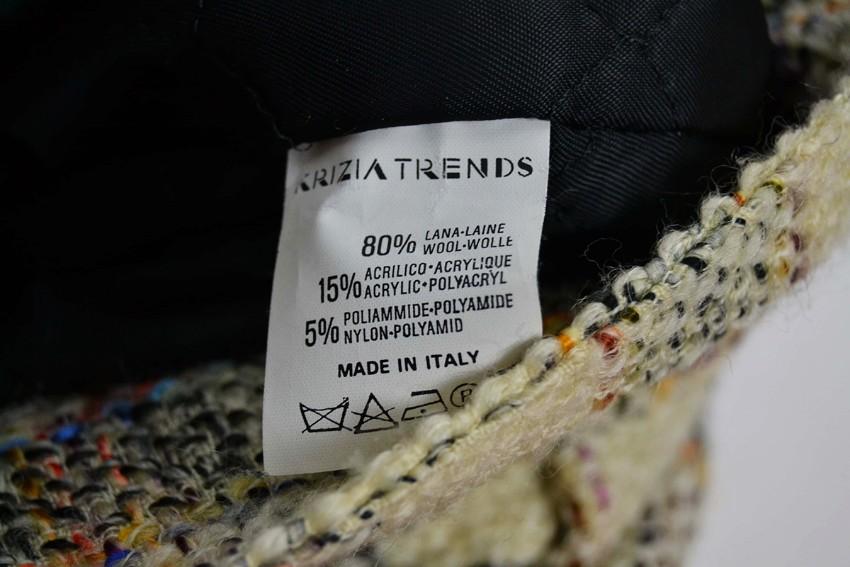 Krizia Wool Blend Fur Trim Check Jacket