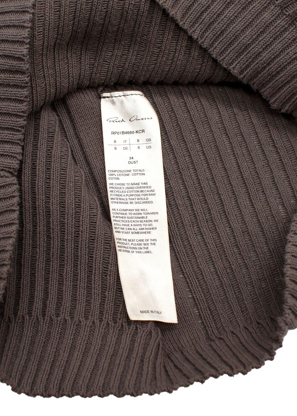 Rick Owens Brown Drop-Stitched Ribbed-Cotton Sweater