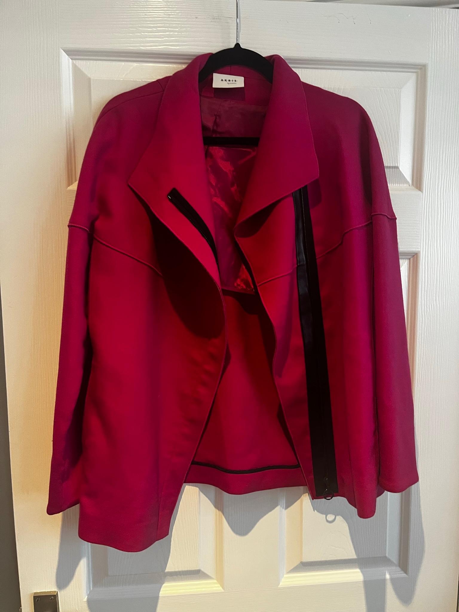 Punto Pink Wool Asymmetric Zip Jacket
