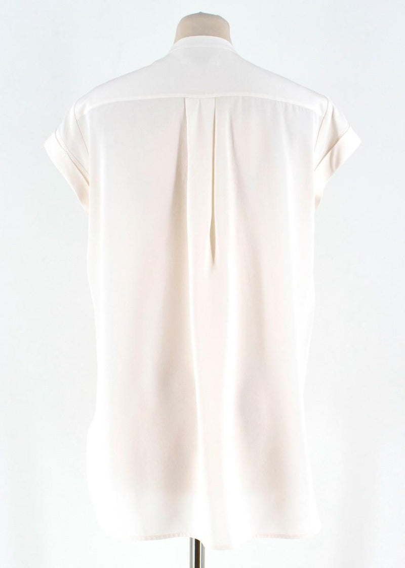 Vince fringe-trimmed silk-crepe shirt