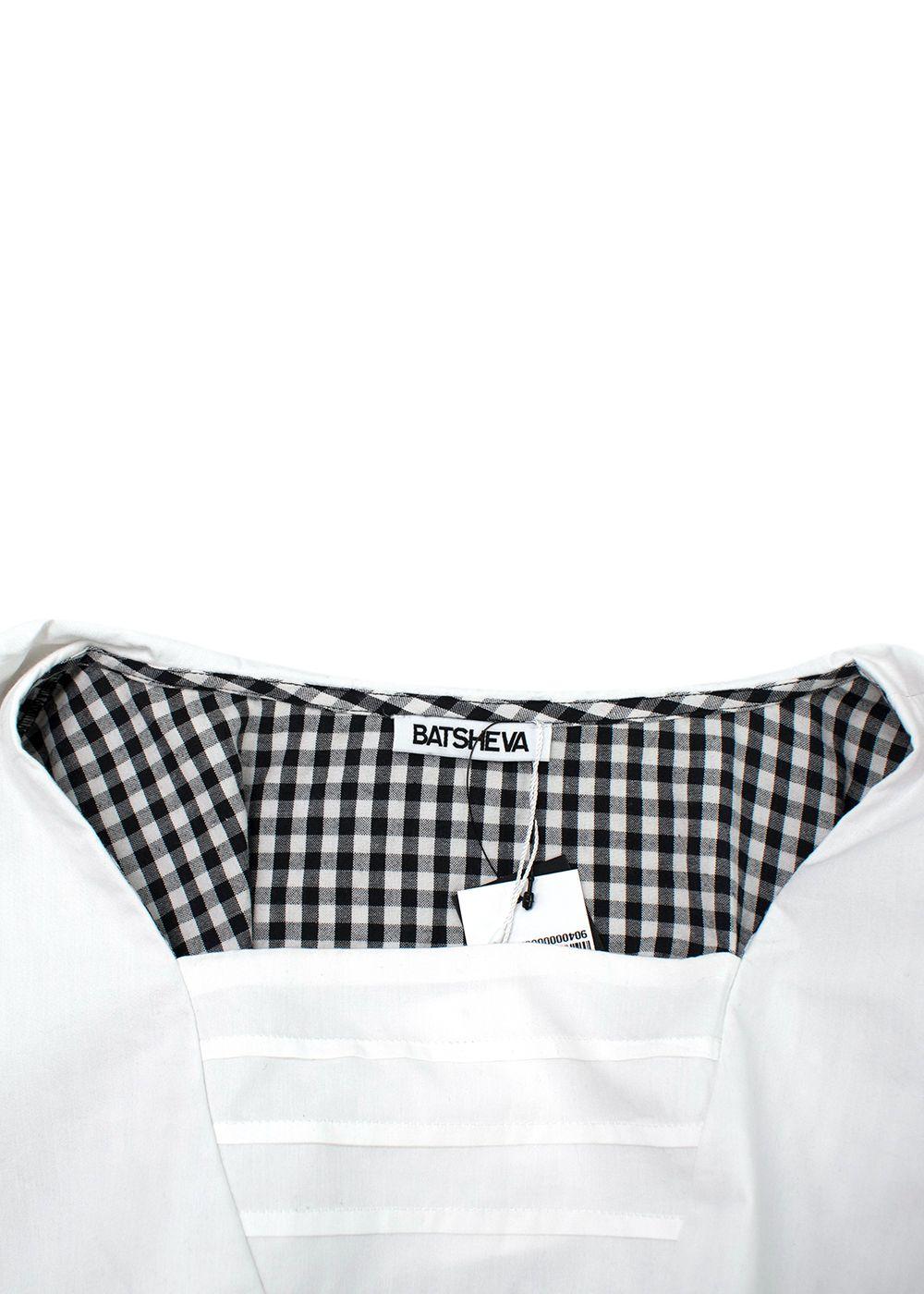 Batsheva Black and White Gingham Scalloped Collar Top