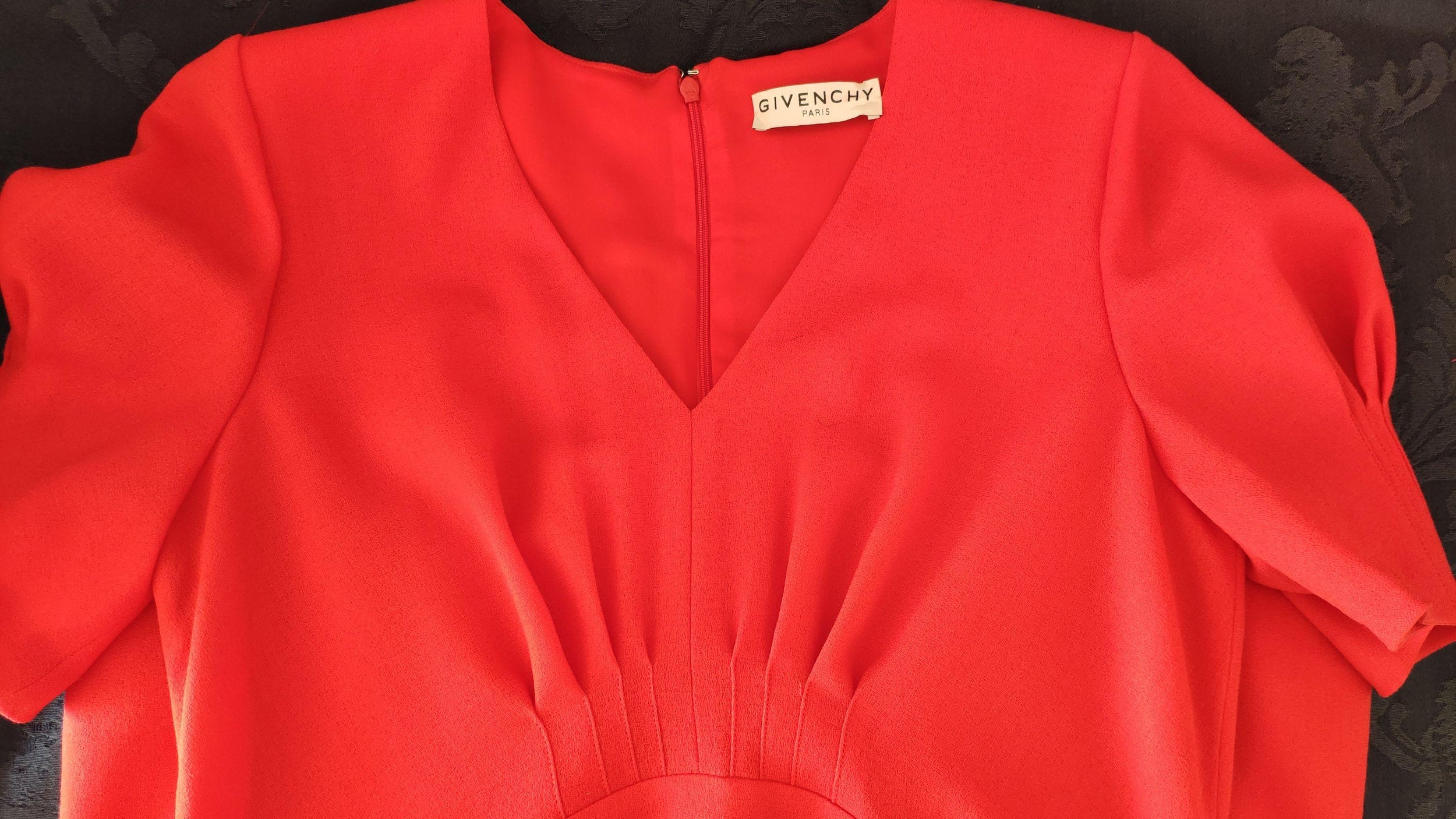 Red Wool Crepe Tea Dress