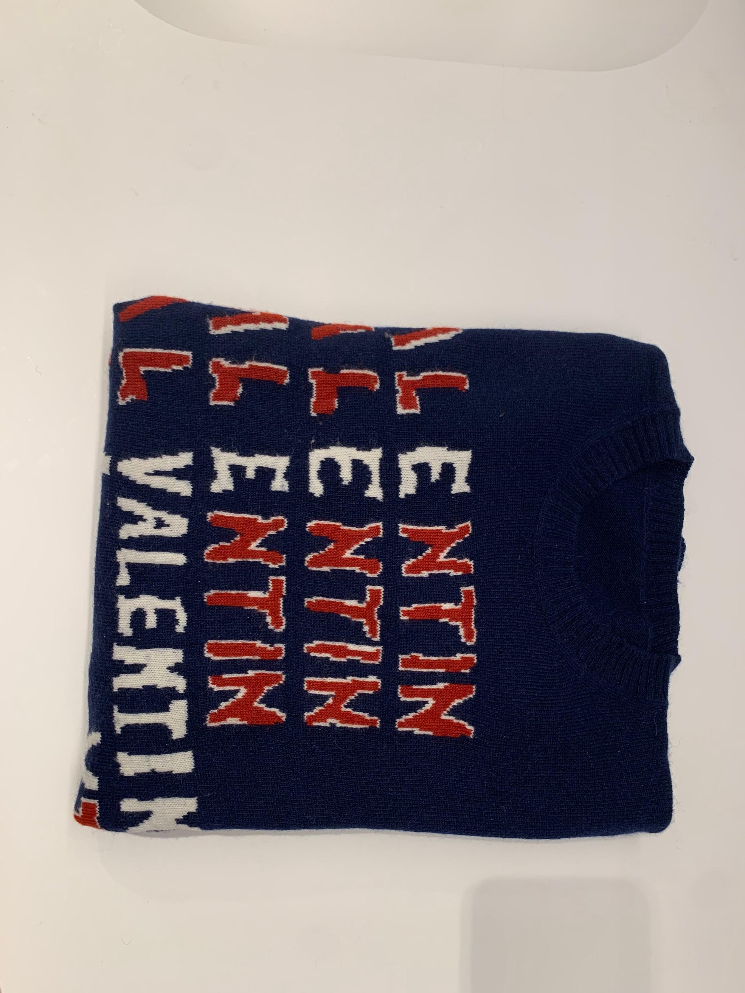 Logo Intarsia Blue Cashmere & Wool Jumper