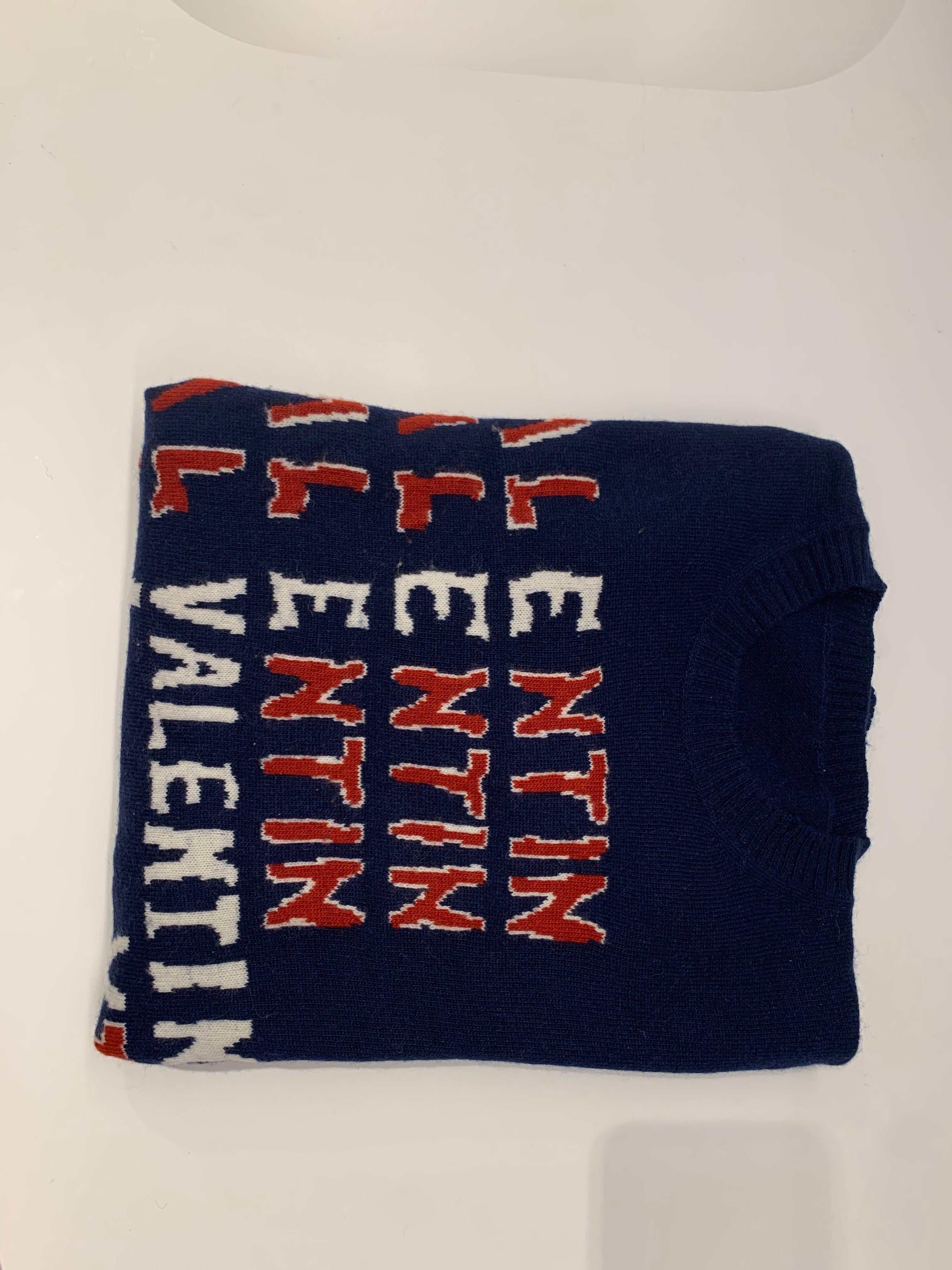 Logo Intarsia Blue Cashmere & Wool Jumper